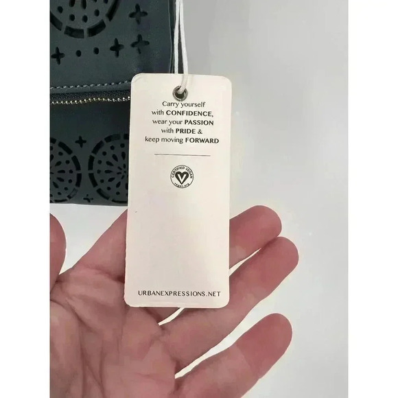 New Tags Urban Expressions Crossbody Shoulder Bag Vegan Leather Blue Gold Chain - Picture 4 of 10